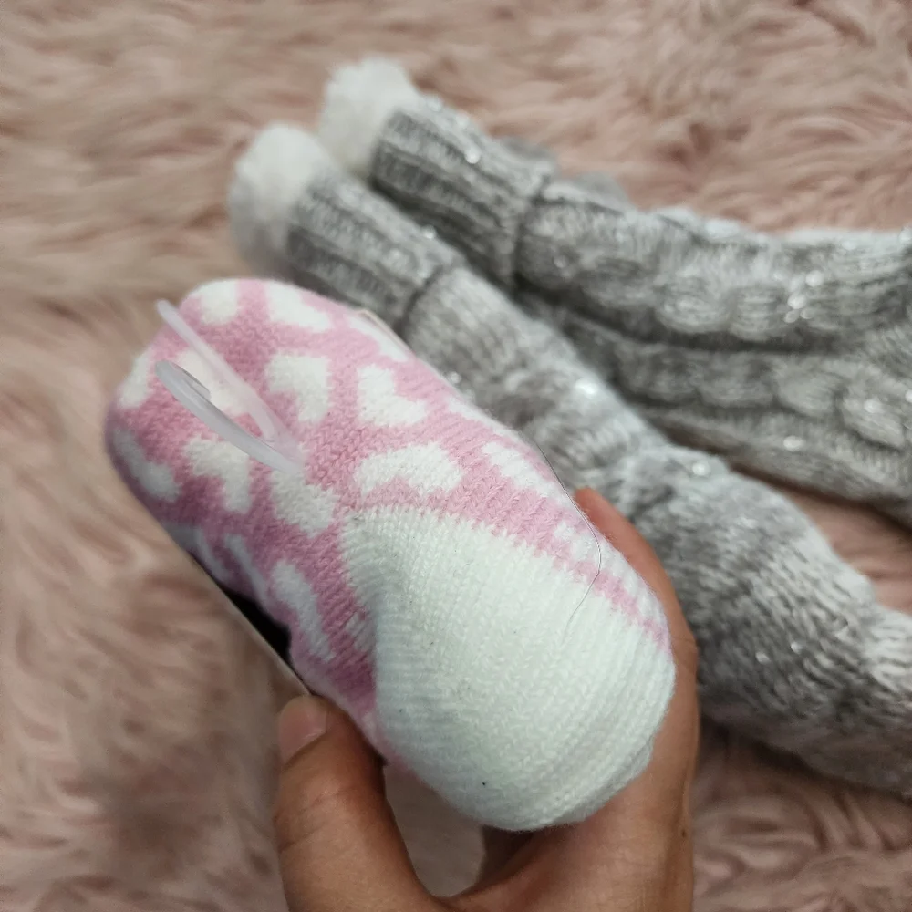 2 Pairs Of Cozy Fluffy Socks Sherpa Plush Woven Shea Butter